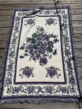 Purple Floral Woven Throw Blanket - Unbranded